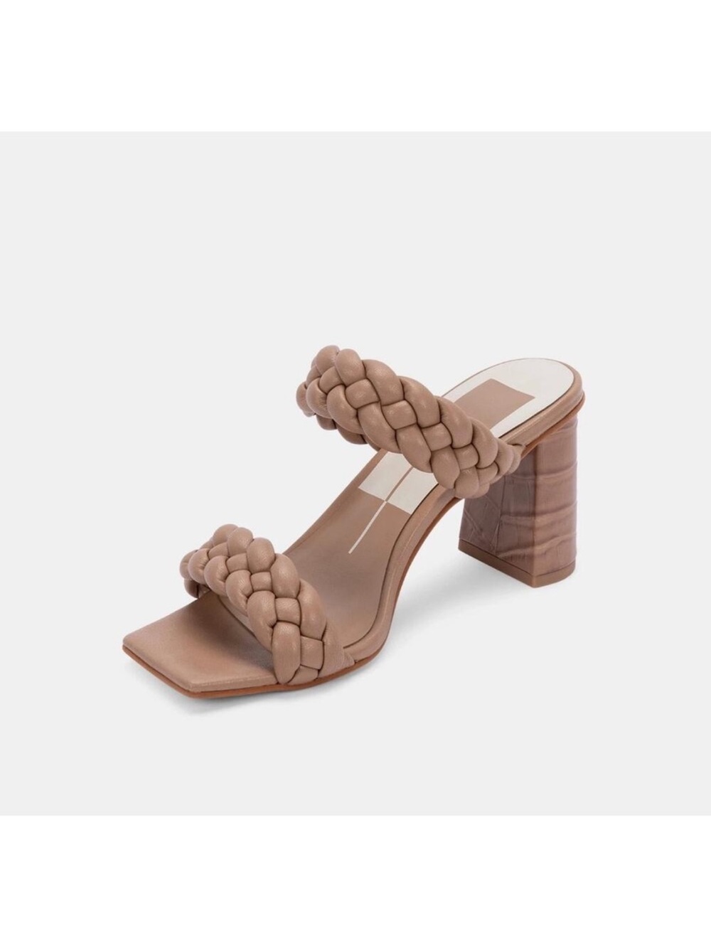 Dolce Vita Paily Braided Chunky‎ Block Heel Sandal Cafe Stella S 13 tan / nude